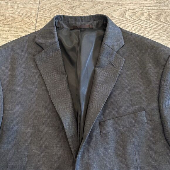 Michael Kors Reda Super 130's Blazer Mens 42R Gray Black Glen Plaid Wool - Picture 1 of 10